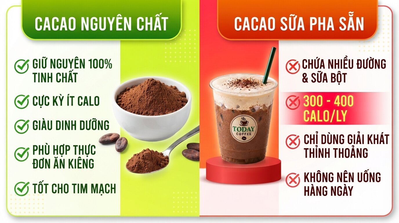 Bảng đối chiếu chi tiết giúp bạn chọn đúng loại cacao phù hợp nhất với mục tiêu cân nặng. Bảng đối chiếu chi tiết giúp bạn chọn đúng loại cacao phù hợp nhất với mục tiêu cân nặng.