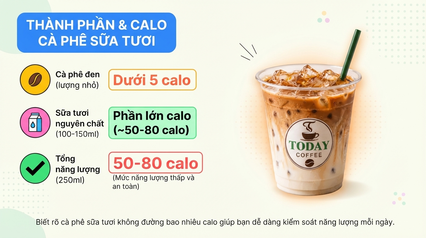 Biết rõ cà phê sữa tươi không đường bao nhiêu calo giúp bạn dễ dàng kiểm soát năng lượng mỗi ngày.