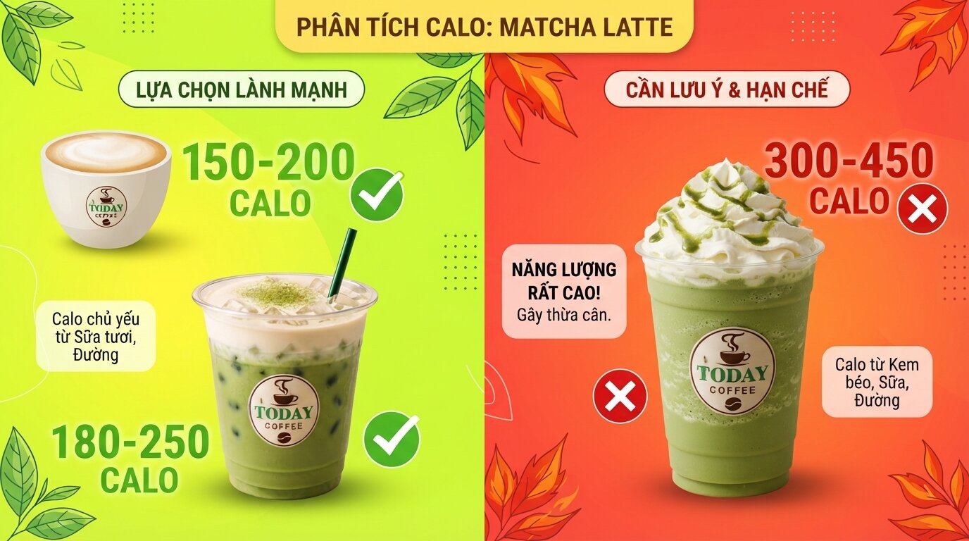 Biết rõ matcha latte bao nhiêu calo giúp bạn thoải mái thưởng thức không lo tăng cân.