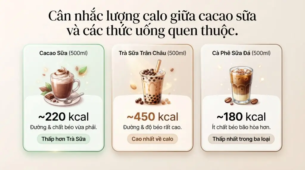 Cacao sữa bao nhiêu calo? Hướng dẫn cách uống kiểm soát cân nặng hiệu quả