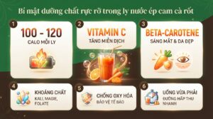 Dưỡng chất từ ly nước ép hỗ trợ tái tạo collagen và bảo vệ làn da.