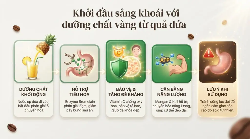 Enzyme bromelain phân giải tạm thời niêm mạc lưỡi, khiến acid tiếp xúc trực tiếp gây rát.