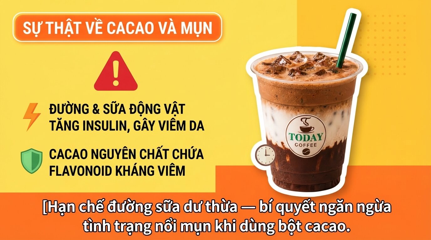 Hạn chế đường sữa dư thừa - bí quyết ngăn ngừa tình trạng nổi mụn khi dùng bột cacao.