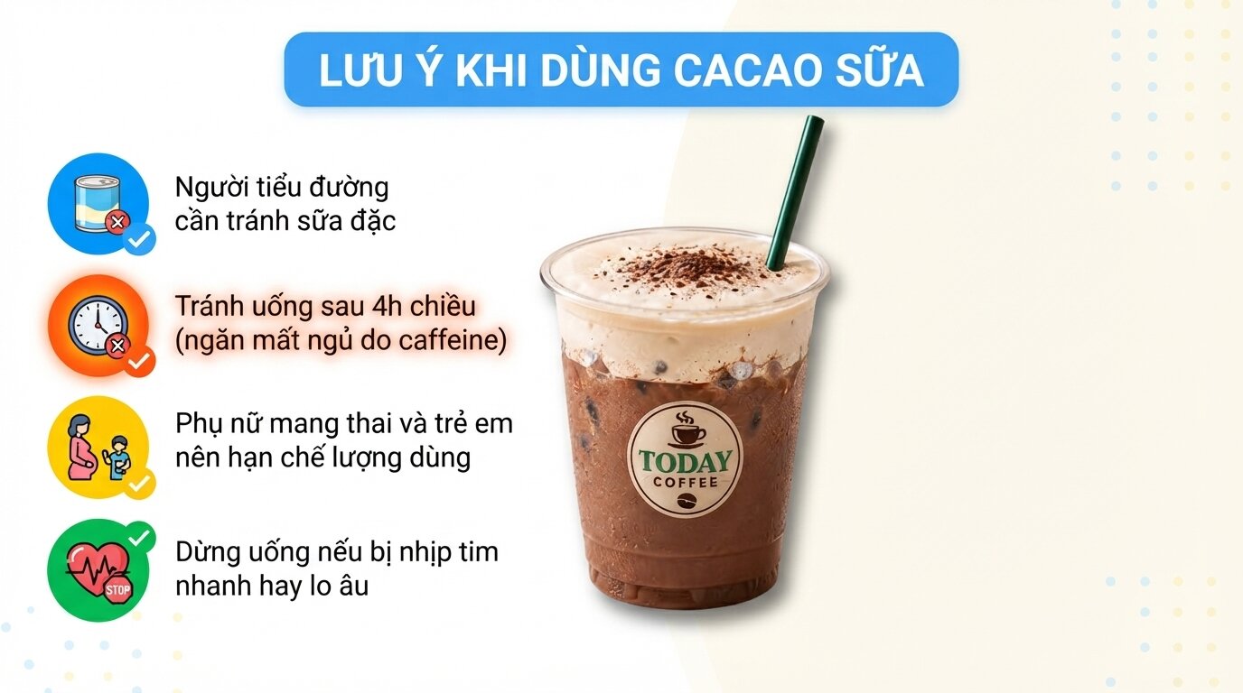 Lắng nghe cơ thể để thưởng thức cacao đúng lúc, tránh ảnh hưởng xấu tới giấc ngủ. Lắng nghe cơ thể để thưởng thức cacao đúng lúc, tránh ảnh hưởng xấu tới giấc ngủ.