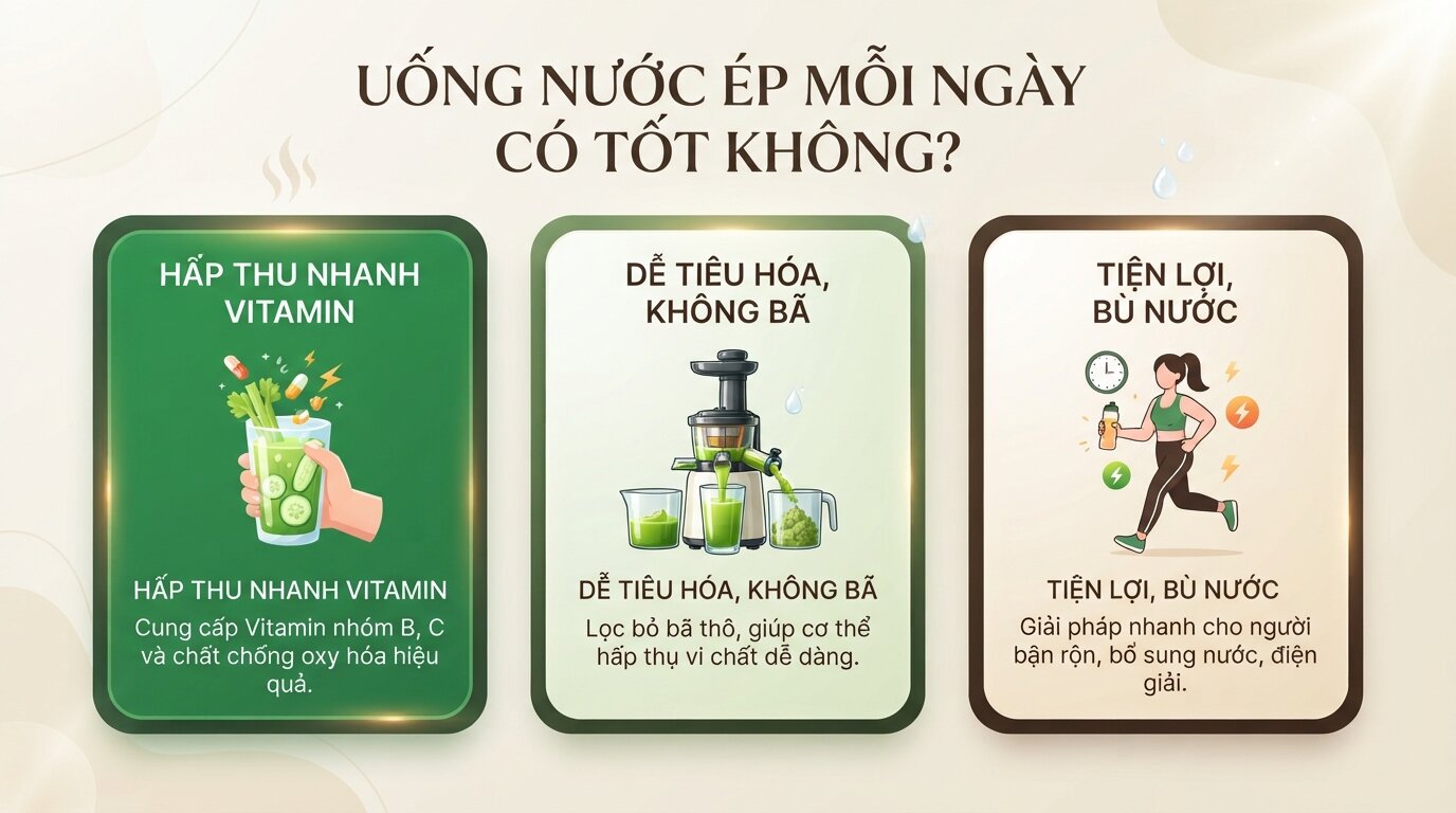 Liệu uống nước ép mỗi ngày có tốt không khi cơ thể hấp thu nhanh vitamin tươi? Liệu uống nước ép mỗi ngày có tốt không khi cơ thể hấp thu nhanh vitamin tươi?