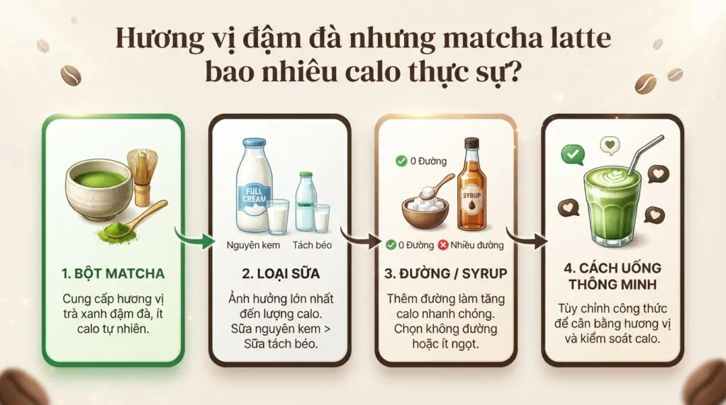 Matcha latte bao nhiêu calo? Bí quyết thưởng thức giúp kiểm soát cân nặng