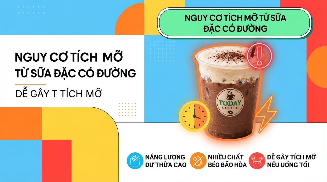 Năng lượng dư thừa tích tụ thành mỡ - hậu quả từ việc dùng quá nhiều sữa đặc có đường. Năng lượng dư thừa tích tụ thành mỡ - hậu quả từ việc dùng quá nhiều sữa đặc có đường.