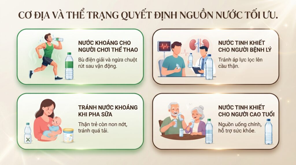 Nên uống nước khoáng hay nước tinh khiết: Lựa chọn tối ưu cho sức khỏe