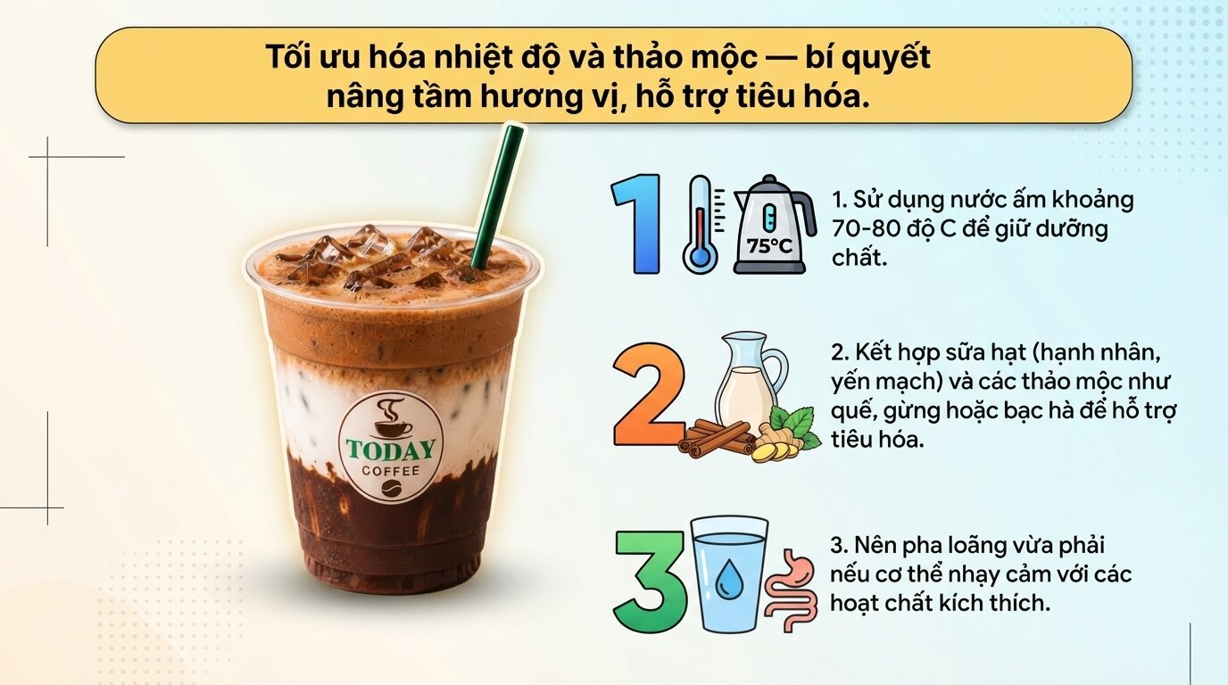 Tối ưu hóa nhiệt độ và thảo mộc - bí quyết nâng tầm hương vị, hỗ trợ tiêu hóa.