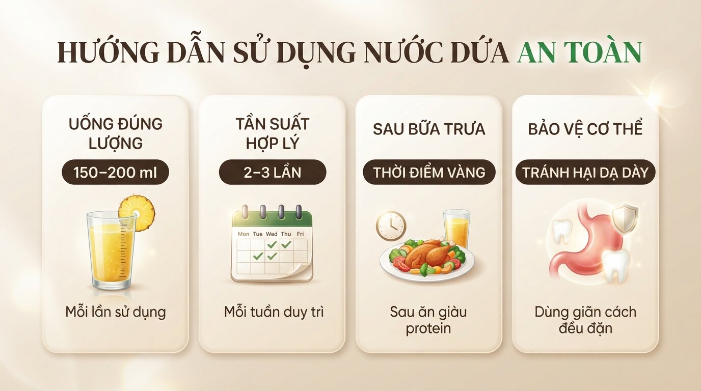 Uống 150-200 ml sau bữa ăn, duy trì 2-3 lần mỗi tuần giúp dạ dày an toàn.