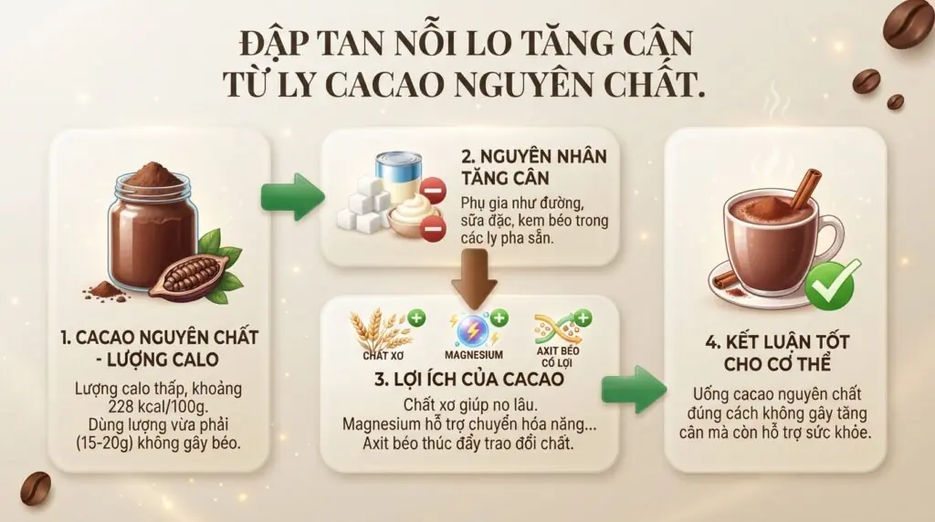 Uống cacao có béo không? Cách thưởng thức đúng cách tránh tăng cân