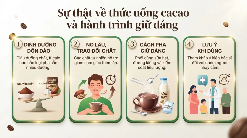 Uống cacao có béo không? Cách thưởng thức đúng cách tránh tăng cân
