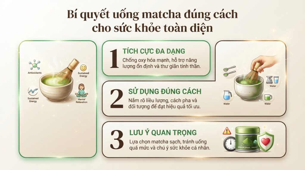 Uống matcha có tốt không? Lợi ích sức khỏe, cách dùng và lưu ý cần biết